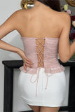 Strapless Lace Trim Corset Top