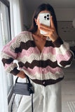 Heart Button Striped Cardigan