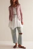 Snap-Button V-Neck Blouse