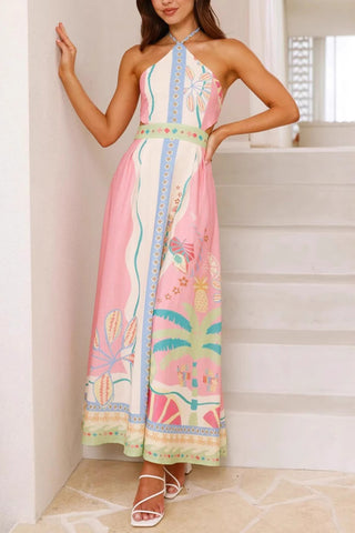 Halter Neck Floral Casual Dress