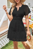 Eyelet Puff Sleeve Mini Dress