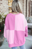 Button-Front Patchwork Sweatshirt