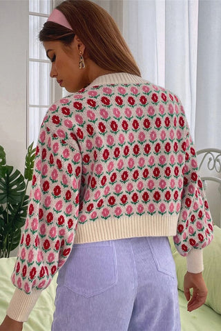Vibrant Patterned Button Cardigan