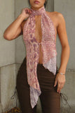 Halter Neck Tie-Waist Tank Top