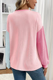 Casual Long Sleeve Colorblock T-Shirt