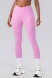 High-Waisted Perforated Casual Leggings