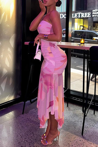 Strapless Ruched Casual Dress