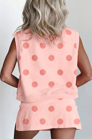 Polka Dot Skirt Set with Sleeveless Top