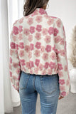 Floral Patterned Zip-Up Cropped Jacket