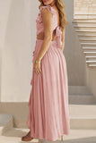 Ruffle Wrap Belted Maxi Dress