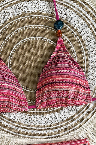 Striped Bikini Set with Cover-Up