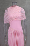 Draped Off-Shoulder Evening Gown