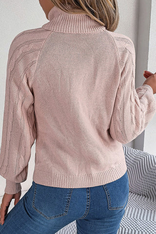 Button-Detail Turtleneck Sweater