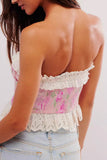 Strapless Lace Trim Floral Camisole
