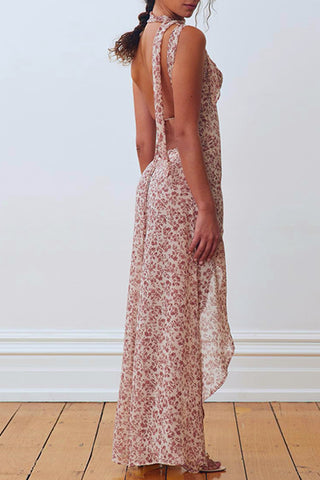 Lace-Up Floral Casual Dress