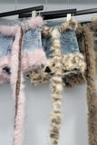 Faux Fur Trim Denim Shorts
