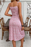 Tie-Strap Floral Midi Dress