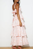 Tiered Floral Evening Gown