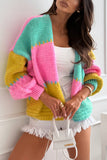 Colorblock Open Front Cardigan