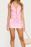 Sequin Halter Skirt Set