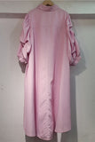 Ruffle-Sleeve Button-Front Dress