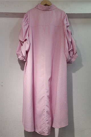 Ruffle-Sleeve Button-Front Dress