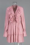 Ruffled V-Neck Casual Dress