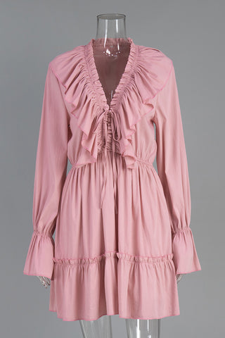 Ruffled V-Neck Casual Dress