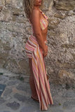 Striped Halter Skirt Set