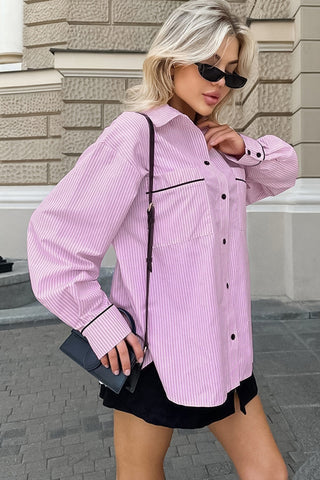 Oversized Striped Button-Down Shirt