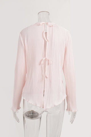 Elegant Pleated Long-Sleeve Blouse