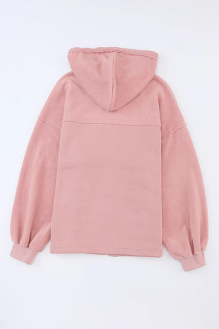 Flap Pocket Drawstring Hood Zip Jacket
