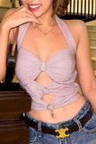 Rhinestone-Embellished Halter Camisole