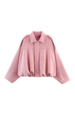 Oversized Zip-Up Jacket with Shoulder Tabs