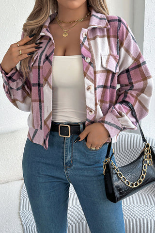 Plaid Button-Up Casual Jacket