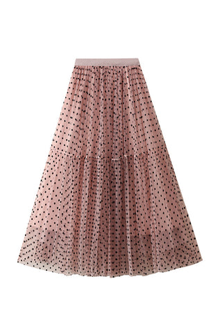 Polka Dot Tiered Maxi Skirt