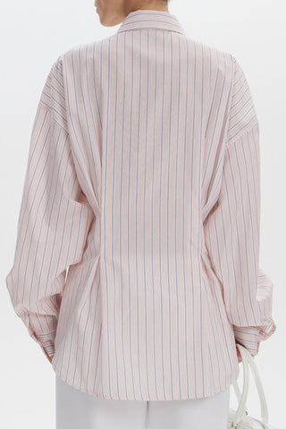 Striped Button-Front Shirt with Tie