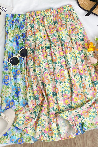 Floral Tiered Midi Skirt