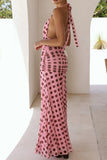 Polka Dot Halter Maxi Dress