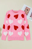 Pearl Embellished Heart Pattern Valentine Sweater