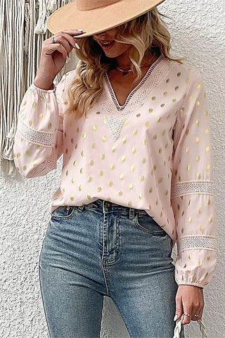 V-Neck Polka Dot Blouse