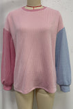 Casual Long Sleeve Colorblock T-Shirt