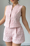 Textured Sleeveless Short Set