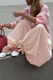 Elastic Waist Casual Tie Hem Pants