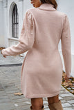 Pearl-Embellished Turtleneck Sweater Dress