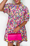 Keyhole Neck Floral Mini Dress