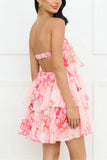 Strapless Floral Layered Dress