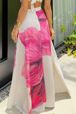 Floral Maxi Skirt with Bold Design