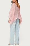 Asymmetric Fringe Knit Blouse