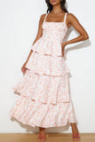 Tiered Floral Evening Gown